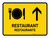 Restaurant With Up Arrow Yellow Bilingual Landscape - Wall Sign