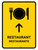 Restaurant With Up Arrow Yellow Bilingual Portrait - Wall Sign