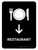 Restaurant With Down Arrow Black Portrait - Wall Sign