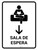 Waiting Room With Down Arrow White Spanish Portrait - Wall Sign