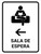Waiting Room With Left Arrow White Spanish Portrait - Wall Sign