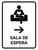Waiting Room With Right Arrow White Spanish Portrait - Wall Sign
