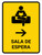 Waiting Room With Right Arrow Yellow Spanish Portrait - Wall Sign