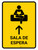Waiting Room With Up Arrow Yellow Spanish Portrait - Wall Sign
