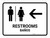 Restrooms With Left Arrow White Bilingual Spanish Landscape - Wall Sign