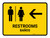 Restrooms With Left Arrow Yellow Bilingual Spanish Landscape - Wall Sign