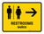 Restrooms With Right Arrow Yellow Bilingual Spanish Landscape - Wall Sign