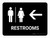 Restrooms With Left Arrow Black Landscape - Wall Sign