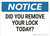 Notice: Did You Remove Lock - Wall Sign