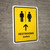 Restrooms With Up Arrow Yellow Bilingual Spanish Portrait - Wall Sign