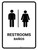 Restrooms White Bilingual Portrait - Wall Sign