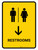 Restrooms With Down Arrow Yellow Portrait - Wall Sign