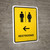Restrooms With Left Arrow Yellow Portrait - Wall Sign