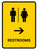 Restrooms With Right Arrow Yellow Portrait - Wall Sign