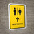 Restrooms With Up Arrow Yellow Portrait - Wall Sign