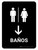 Restrooms With Down Arrow Black Spanish Portrait - Wall Sign