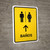 Restrooms With Up Arrow Yellow Spanish Portrait - Wall Sign