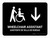 Wheelchair Assistant With Down Arrow Black Bilingual Spanish Landscape - Wall Sign