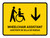 Wheelchair Assistant With Down Arrow Yellow Bilingual Spanish Landscape - Wall Sign
