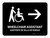 Wheelchair Assistant With Right Arrow Black Bilingual Spanish Landscape - Wall Sign