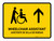 Wheelchair Assistant With Up Arrow Yellow Bilingual Spanish Landscape - Wall Sign