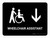 Wheelchair Assistant With Down Arrow Black Landscape - Wall Sign