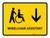 Wheelchair Assistant With Down Arrow Yellow Landscape - Wall Sign