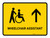 Wheelchair Assistant With Up Arrow Yellow Landscape - Wall Sign