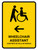 Wheelchair Assistant With Left Arrow Yellow Bilingual Spanish Portrait - Wall Sign