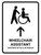 Wheelchair Assistant With Up Arrow White Bilingual Spanish Portrait - Wall Sign