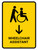 Wheelchair Assistant With Down Arrow Yellow Portrait - Wall Sign