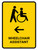Wheelchair Assistant With Left Arrow Yellow Portrait - Wall Sign