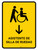 Wheelchair Assistant With Down Arrow Yellow Spanish Portrait - Wall Sign