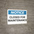 Notice: Closed For Maintenance - Wall Sign