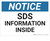 Notice: Sds Information Inside - Wall Sign