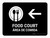 Food Court With Left Arrow Black Bilingual Spanish Landscape - Wall Sign