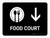 Food Court With Down Arrow Black Landscape - Wall Sign