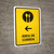 Food Court With Left Arrow Yellow Spanish Portrait - Wall Sign
