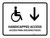 Handicapped Access With Down Arrow White Bilingual Spanish Landscape - Wall Sign