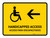 Handicapped Access With Left Arrow Yellow Bilingual Spanish Landscape - Wall Sign