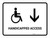 Handicapped Access With Down Arrow White Landscape - Wall Sign