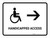 Handicapped Access With Right Arrow White Landscape - Wall Sign