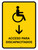Handicapped Access With Down Arrow Yellow Spanish Portrait - Wall Sign