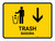 Trash With Down Arrow Yellow Bilingual Spanish Landscape - Wall Sign