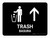 Trash With Up Arrow Black Bilingual Landscape - Wall Sign