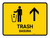 Trash With Up Arrow Yellow Bilingual Spanish Landscape - Wall Sign