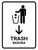 Trash With Down Arrow White Bilingual Portrait - Wall Sign