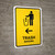 Trash With Left Arrow Yellow Bilingual Spanish Portrait - Wall Sign