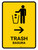 Trash With Right Arrow Yellow Bilingual Spanish Portrait - Wall Sign
