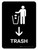Trash With Down Arrow Black Portrait - Wall Sign